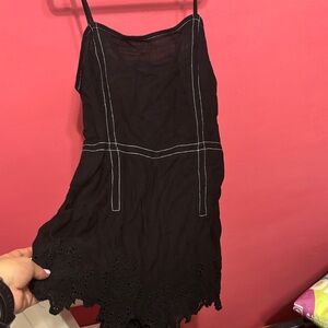 Zara Black Mini Romper with Lace Hem
